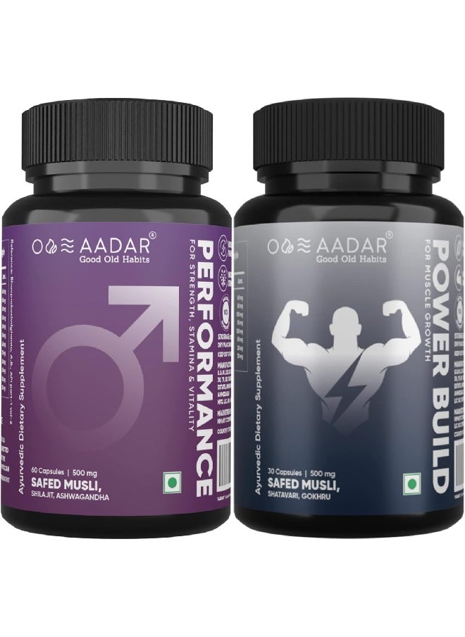 AADAR - Ayurvedic Performance And Power Build Capsule Combo Pack 60 Capsule And 30 Capsule - Image 1