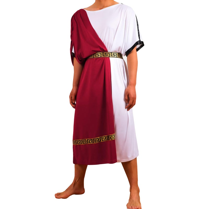 EAWIN Halloween Costumes for Men Deluxe Classic Toga Costume Set Tunic,Belt,Red Wine Roman Costumes - Image 2