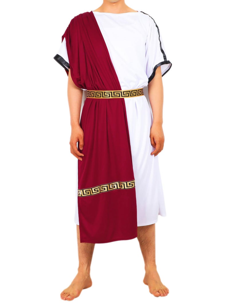 EAWIN Halloween Costumes for Men Deluxe Classic Toga Costume Set Tunic,Belt,Red Wine Roman Costumes - Image 1
