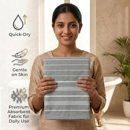 Athom Living Premium Cotton Xtra Large Bath Towel 90x180 cm | Ultra Soft, Quick Dry, Highly Absorbent, Lightweight & Skin-Friendly Towel for Adults | Durable Everyday Use Towel – Grey, Pack of 1 - Image 5