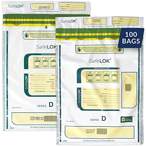 ControlTek SafeLok 9" x 12", White, 100 Bags, Tamper-Evident Deposit Bags for Cash Handling & Valuables, Moisture, Heat and Cold Sensitive Ink, Tear-Off Receipt + Large Barcodes 585089 - Image 1