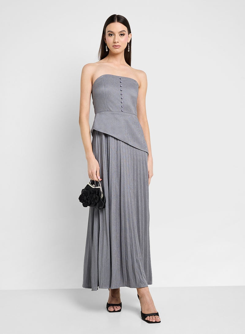 ELLA Bandeau Pleated Dress - Image 1