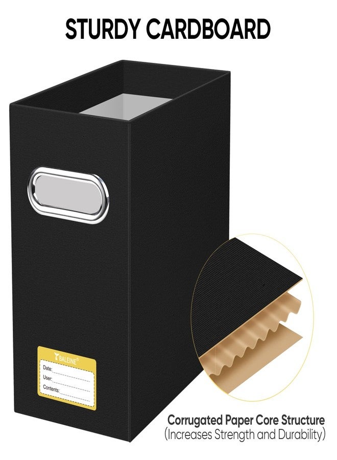 BALEINE File Organizer Box, Cardboard File Folder Organizer with Handle for Letter Size, Portable Collapsible Hanging Filing Box for Home Office Document Storage (2 Pack, Black) - Image 4