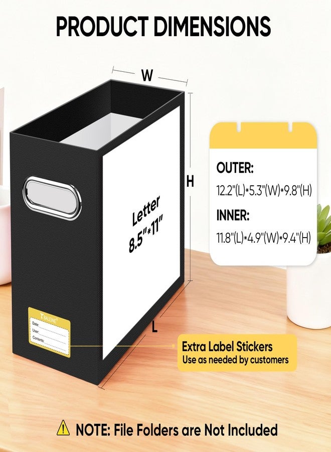 BALEINE File Organizer Box, Cardboard File Folder Organizer with Handle for Letter Size, Portable Collapsible Hanging Filing Box for Home Office Document Storage (2 Pack, Black) - Image 3