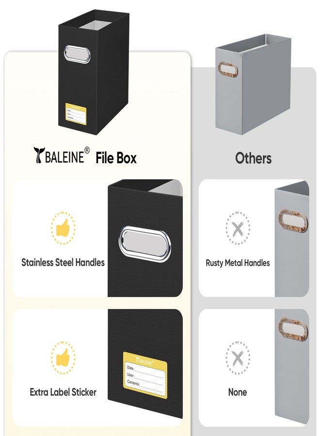 BALEINE File Organizer Box, Cardboard File Folder Organizer with Handle for Letter Size, Portable Collapsible Hanging Filing Box for Home Office Document Storage (2 Pack, Black) - Image 5
