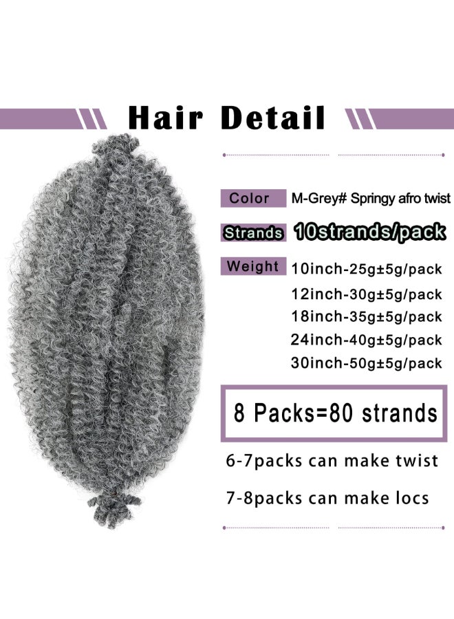 Vomella Springy Afro Twist Hair 8 Packs Marley Twist Braiding Hair Pre Separated Spring Twist Hair for Faux Locs Crochet Hair Kinky Twist for Braiding Synthetic Hair Extensions mgray 18inchPack of 8 - Image 4