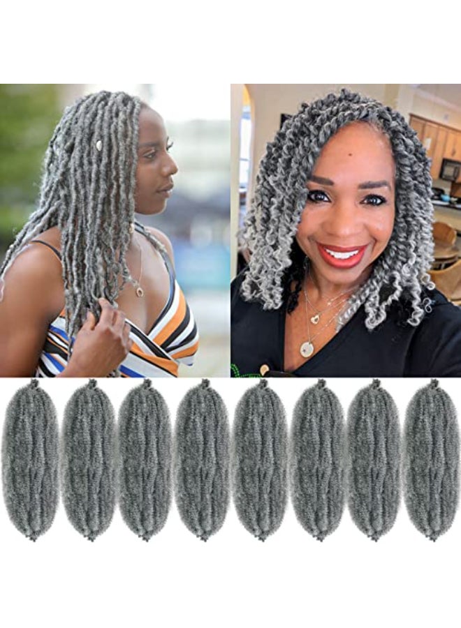Vomella Springy Afro Twist Hair 8 Packs Marley Twist Braiding Hair Pre Separated Spring Twist Hair for Faux Locs Crochet Hair Kinky Twist for Braiding Synthetic Hair Extensions mgray 18inchPack of 8 - Image 1