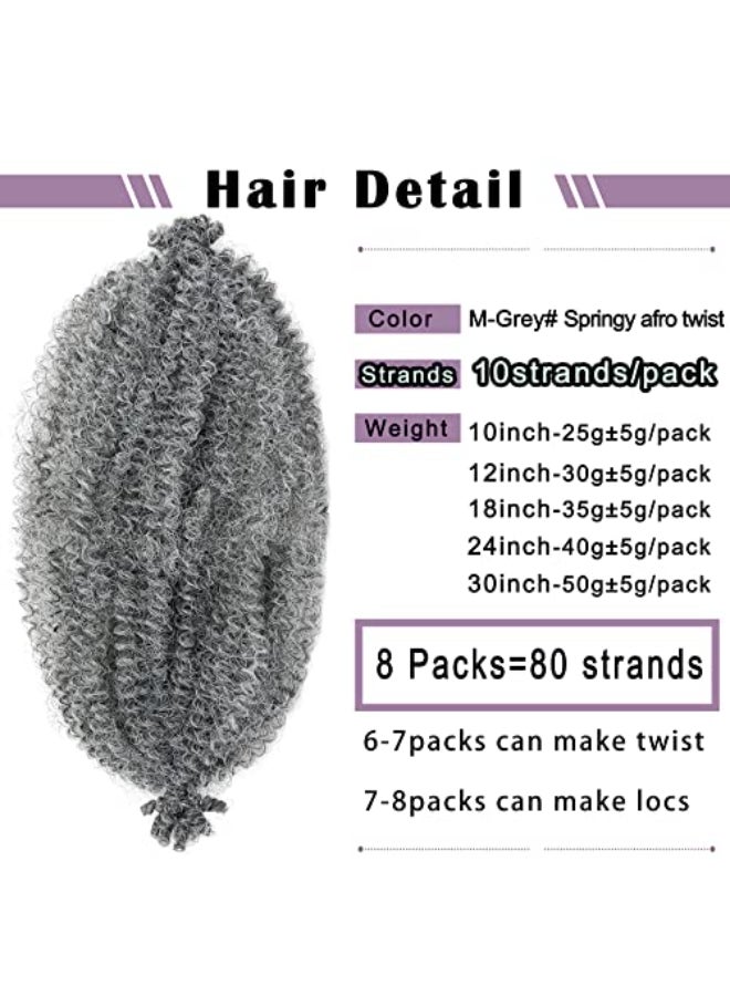 Vomella Springy Afro Twist Hair 8 Packs Marley Twist Braiding Hair Pre Separated Spring Twist Hair for Faux Locs Crochet Hair Kinky Twist for Braiding Synthetic Hair Extensions mgray 18inchPack of 8 - Image 3