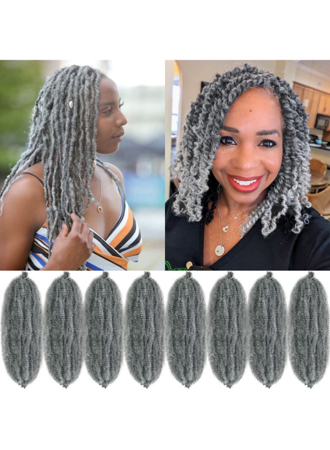Vomella Springy Afro Twist Hair 8 Packs Marley Twist Braiding Hair Pre Separated Spring Twist Hair for Faux Locs Crochet Hair Kinky Twist for Braiding Synthetic Hair Extensions mgray 18inchPack of 8 - Image 2