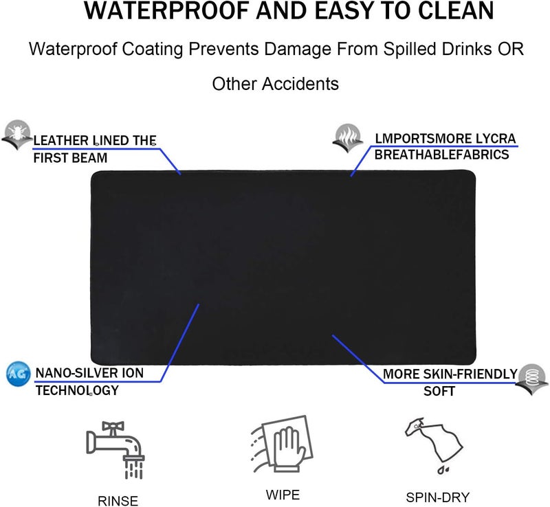 TEDNETGO Large Gaming Mouse Pad, Waterproof Extra Large Big Mouse Pad with Stitched Edge, XXL Non-Slip Black Computer Long Mousepad Desk Mat for Gamer, Office & Home, Black - Image 4
