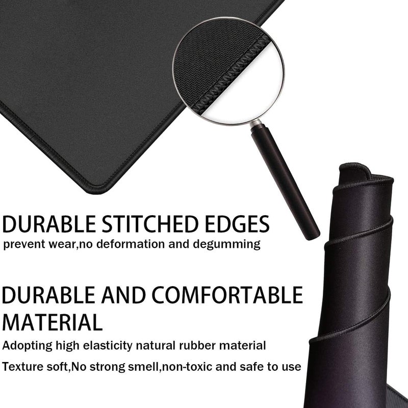 TEDNETGO Large Gaming Mouse Pad, Waterproof Extra Large Big Mouse Pad with Stitched Edge, XXL Non-Slip Black Computer Long Mousepad Desk Mat for Gamer, Office & Home, Black - Image 2