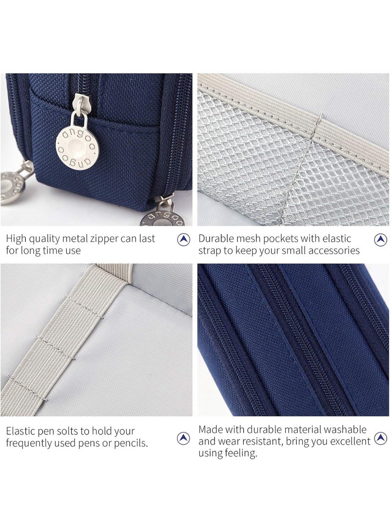 ANGOO Large Capacity Pencil Case 3 Compartment Pouch Pen Bag for School Teen Girl Boy Men Women (Navy) - Image 5