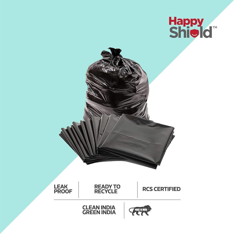 Happy Shield Happy Shield RCS Certified Garbage Bags 90 Pieces Medium 19x21 Inches 30 piecespack Pack of 3 Black  - Image 4