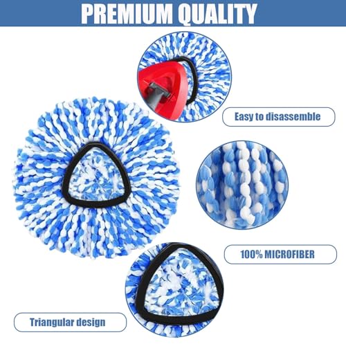FOOKCIAN 4-Pack Spin Mop Replacement Head for O-Ceda RinseClean Spin Mop Refill 2-Tank System Microfiber Deep Cleaning Machine Washable and Easy-to-Replace - Image 3