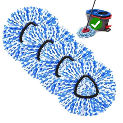 FOOKCIAN 4-Pack Spin Mop Replacement Head for O-Ceda RinseClean Spin Mop Refill 2-Tank System Microfiber Deep Cleaning Machine Washable and Easy-to-Replace - Image 1