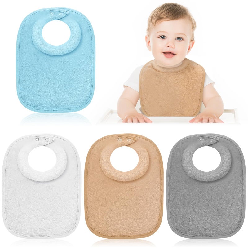 Twistover 4 Newborn Bibs Neck Padded Baby Feeding Muslin Cotton Burlap with Padded Absorbent Collar for Drooling Teething Boy Color - Image 2