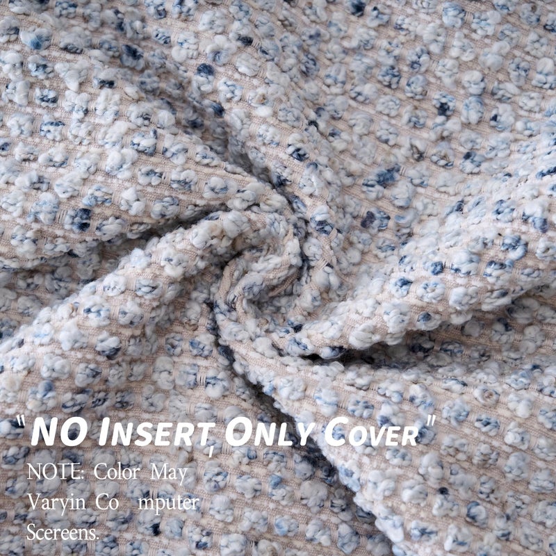 LIGICKY Boucle Boho Accent Farmhouse Long Lumbar Pillow Covers 14x36inch Decorative Couch Pillow Covers for Home Decor Bed Sofa Living Roo Beige Blue(Cover Only, Pack of 1) - Image 4