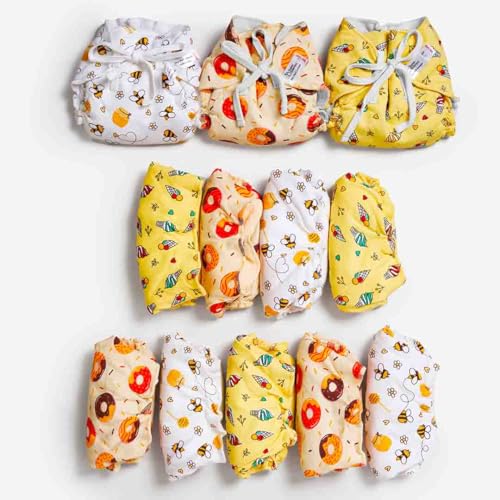 SuperBottoms DryFeel Baby Langot 0-6 months l Organic Cotton Modern Baby Nappy l Mess-free Langot with Gentle Elastics l Super DryFeel Top Layer l Diaper-free Time Essential | 12 Pack - Image 2
