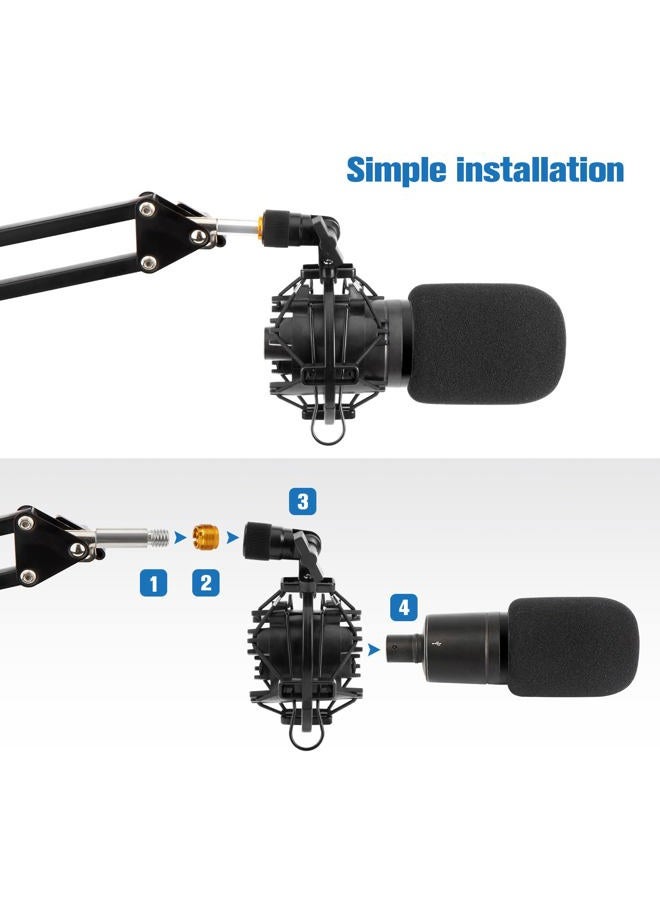 WIBOND Microphone Shock Mount with Pop Filter, Mic Anti-Vibration Suspension Shock Mount Holder Compatible for Audio Technica AT2020 AT2035 ATR2500 Mic - Image 5