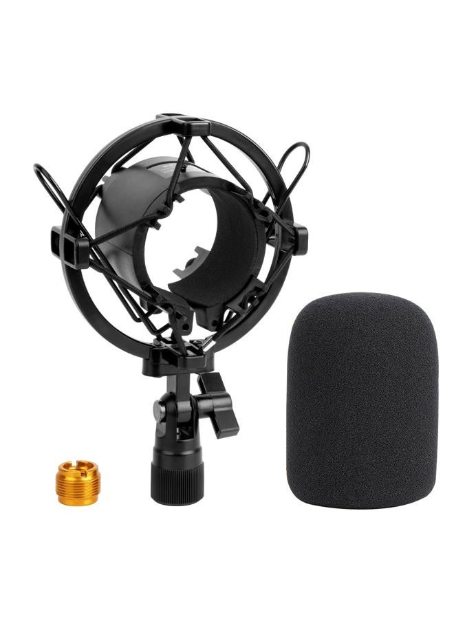 WIBOND Microphone Shock Mount with Pop Filter, Mic Anti-Vibration Suspension Shock Mount Holder Compatible for Audio Technica AT2020 AT2035 ATR2500 Mic - Image 1