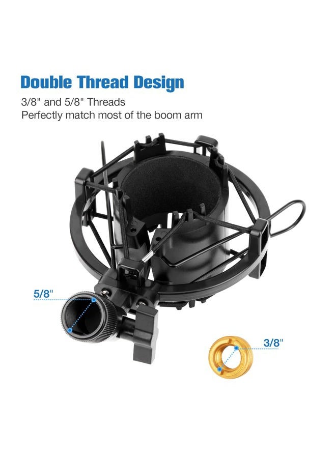 WIBOND Microphone Shock Mount with Pop Filter, Mic Anti-Vibration Suspension Shock Mount Holder Compatible for Audio Technica AT2020 AT2035 ATR2500 Mic - Image 2
