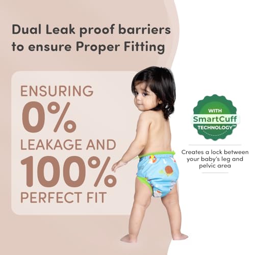 Mylo Leak-Proof Baby Cloth Diaper Combo (2 Diapers + 2 Inserts) | Free Size (3M-3Y) | High Absorption | Quick Dry | Oeko-Tex Certified | Washable - Floral & Heart - Image 5