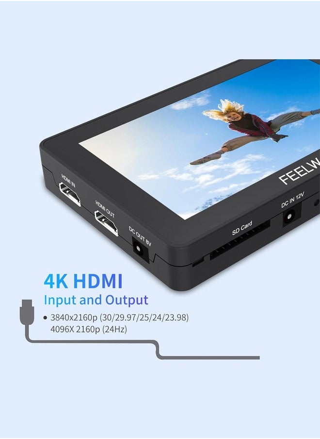 Feelworld - FEELWORLD F6 Plus V2 6 inch DSLR Camera Field Touch Screen Monitor with HDR 3D Lut Small Full HD 1920x1080 IPS Video Peaking Focus Assist 4K HDMI 8.4V DC Input Output Include Tilt Arm - Image 1