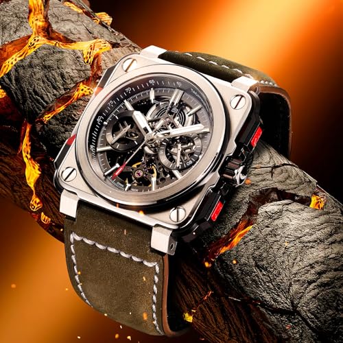FEICE FM507 Men’s Automatic Skeleton Watch Mechanica Mens Wristwatch Square Sport Luminous Watches 10ATM Waterproof Watches - Image 2