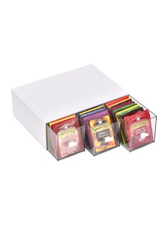 Y&D SYOSI, Desktop 3 Drawer Storage Box, Dust-proof Divided Shelves for Teabags, Stationery Pens, Cosmetics, Sturdy Box Coffee Pods, Sweeteners, Kitchen, Office, Dorm  - Image 1