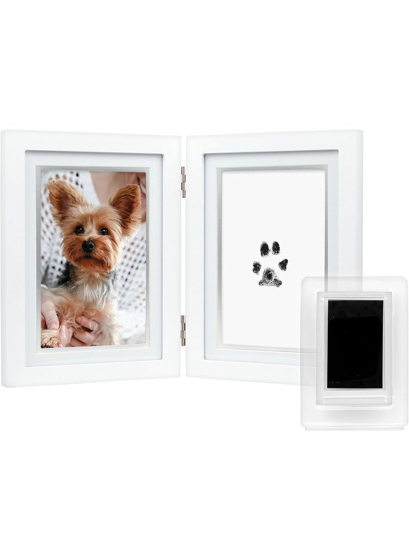 pearhead Pearhead Pet Pawprints Desk Picture Frame Pet Memorial Keepsake White Photo Frame For Pet Imprint Kit  - Image 1