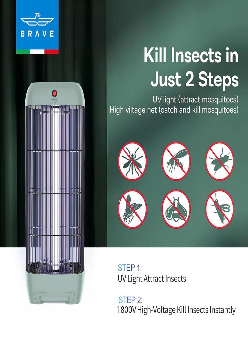 Brave High Power Mosquito Killer Lamp and Fly Trap, Smart Pest Control Device for Indoor and Outdoor Use, Effective in Killing Flying Insects, 15W Power and 1800V Electric Strike, Mosquito Fly Trap, 100% Original Insect Killer Device, High Power UV Mosquito Trap, Perfect for Home, Patio, Garden, Kitchen, Office, Camping, Durable Design, 24/7 Protection (Green) - Image 3