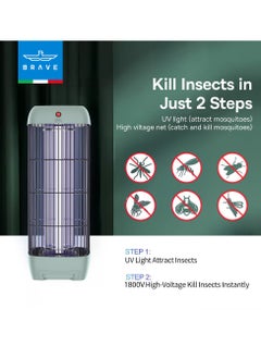 Brave High Power Mosquito Killer Lamp and Fly Trap, Smart Pest Control Device for Indoor and Outdoor Use, Effective in Killing Flying Insects, 15W Power and 1800V Electric Strike, Mosquito Fly Trap, 100% Original Insect Killer Device, High Power UV Mosquito Trap, Perfect for Home, Patio, Garden, Kitchen, Office, Camping, Durable Design, 24/7 Protection (Green)  - Image 3