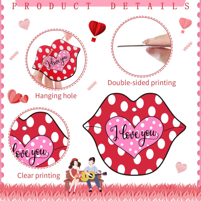 Yulejo 20 Pcs Valentine's Day Ornaments for Tree Pink Wooden Valentines Day Tree Decorations Hanging Ornaments for Home Indoor Outdoor Wedding Party Decorations - Image 3