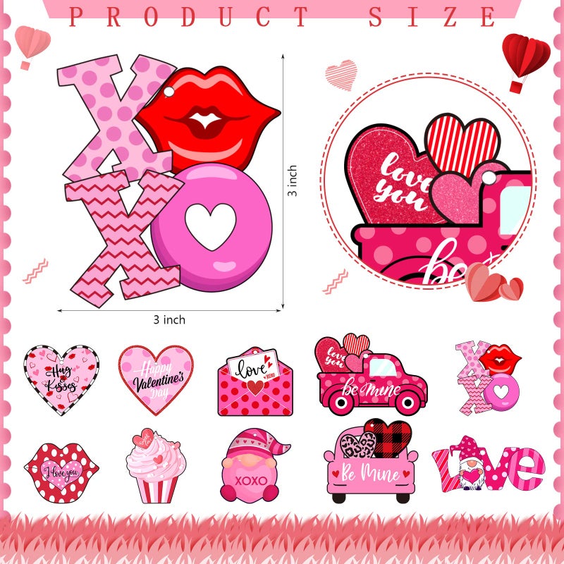 Yulejo 20 Pcs Valentine's Day Ornaments for Tree Pink Wooden Valentines Day Tree Decorations Hanging Ornaments for Home Indoor Outdoor Wedding Party Decorations - Image 2