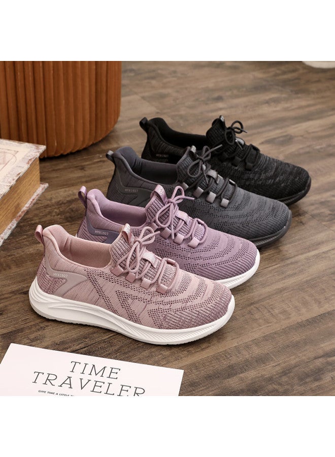 Hengyuanxiang Elderly Shoes Breathable Mesh Men’s Shoes Middle-aged And Elderly Sports Shoes Women’s Walking Soft Sole Dad Shoes Women’s Lilac Purple Size 37
