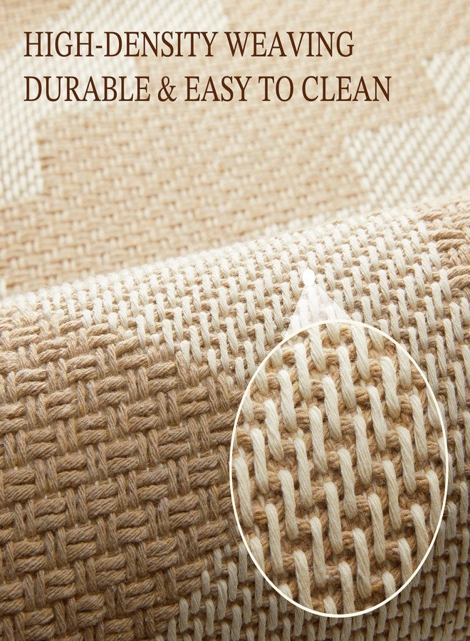 MatEssenz 3x5 ft Bedroom Rug - Boho Rugs for Entryway Washable, Non Slip TPR Backed Entry Rug Woven Indoor Door Mat Cotton Livingroom Rugs Floor Carpet for Entryway, Foyer, Backdoor, Khaki - Image 5