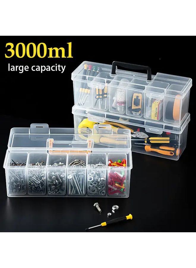 Black Carrying Box With 6 Inner Boxes Large Capacity Plastic Tool Organizer For Screws Bolts Washers - Image 2