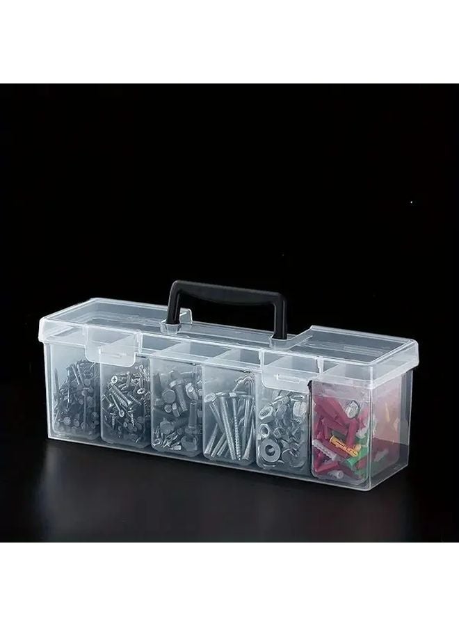 Black Carrying Box With 6 Inner Boxes Large Capacity Plastic Tool Organizer For Screws Bolts Washers - Image 1