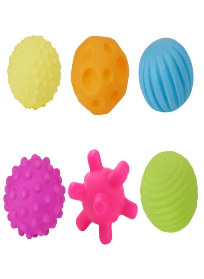 Sawkirp darshraj Baby Sensory Multi-Textured Soft Rubber Balls, Set of 6, Multicolour - Image 1