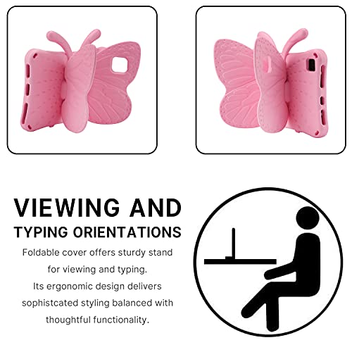 FunnyWin iPad Pro 11 2024 Kids Case, Compatible With iPad 10.9 Air 6/5/4 - Butterfly Stand Light EVA Full Body Drop Protective Rugged Shockproof for Girls (Pink) - Image 5