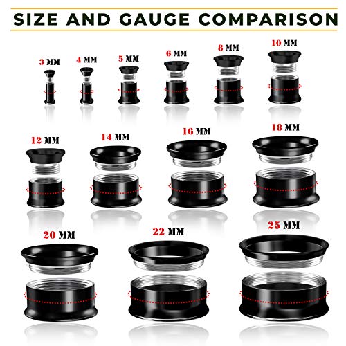 BIG GAUGES Pair of Black Anodized Gauges 14 mm Double Flared Screw Flesh Tunnel Plugs Piercing Jewelry Stretcher Ear Earring BGDFT 10676 - Image 4