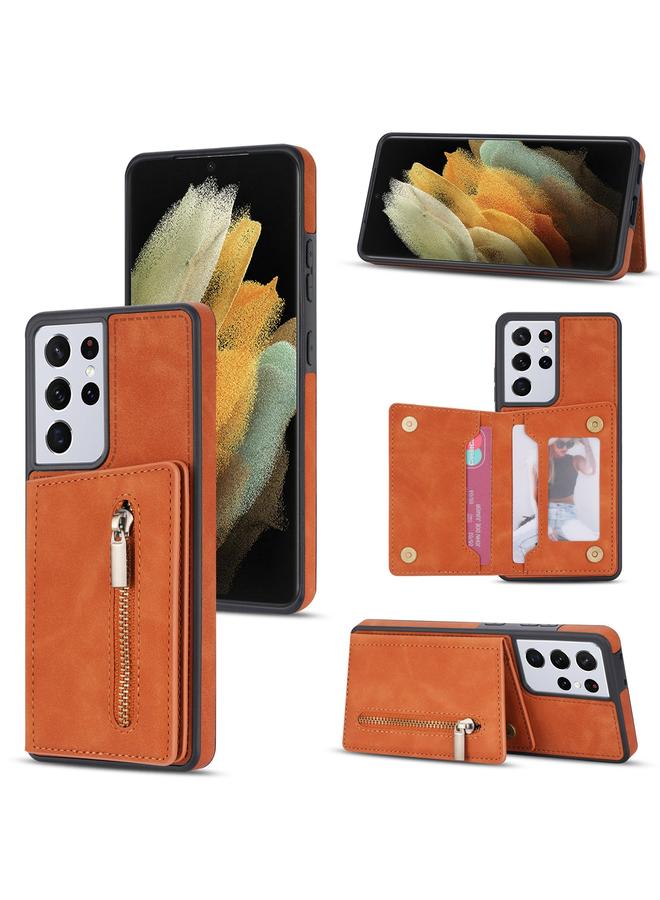 اس-توب جراب لهاتف Samsung Galaxy S21 Ultra 5G مع حامل بطاقة وسحاب - Image 1