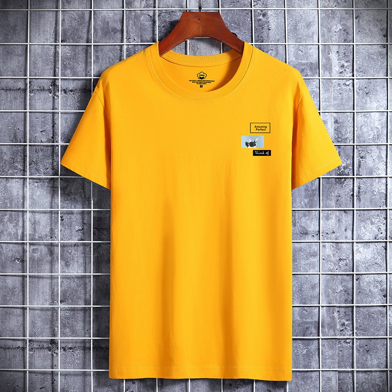 2025 Summer Short-Sleeved T-Shirt Men'S Korean Style Ins Printed Cotton Bottoming Shirt Trbottomy Brand Round Neck Half-Sleeved T-Shirt Men'S T - Image 1