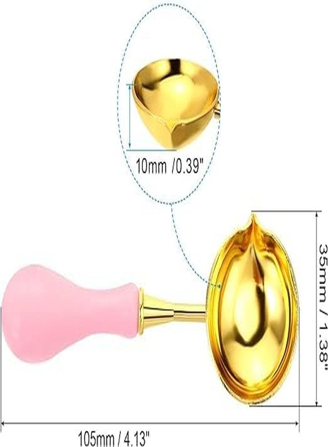 لو شي ملعقة ختم الشمع من لوشي، ملعقة إذابة الشمع بمقبض خشبي عتيق من النحاس الأصفر لختم الأظرف والأعمال الفنية والحرفية، عبوة من ألوان متنوعة (1) - Image 3