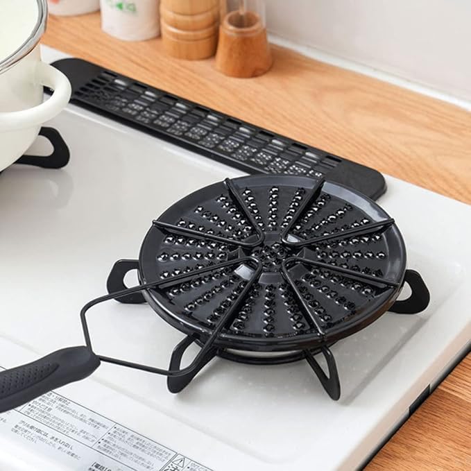 Gyanadh Gyanadh BBQ Round Plate Cooker Stovetop Simmer Ring Disc Electric Gas Stove Glass Cooktop Converter Flame Guard Induction Pans Nonstick Oil Heating Black - Image 3
