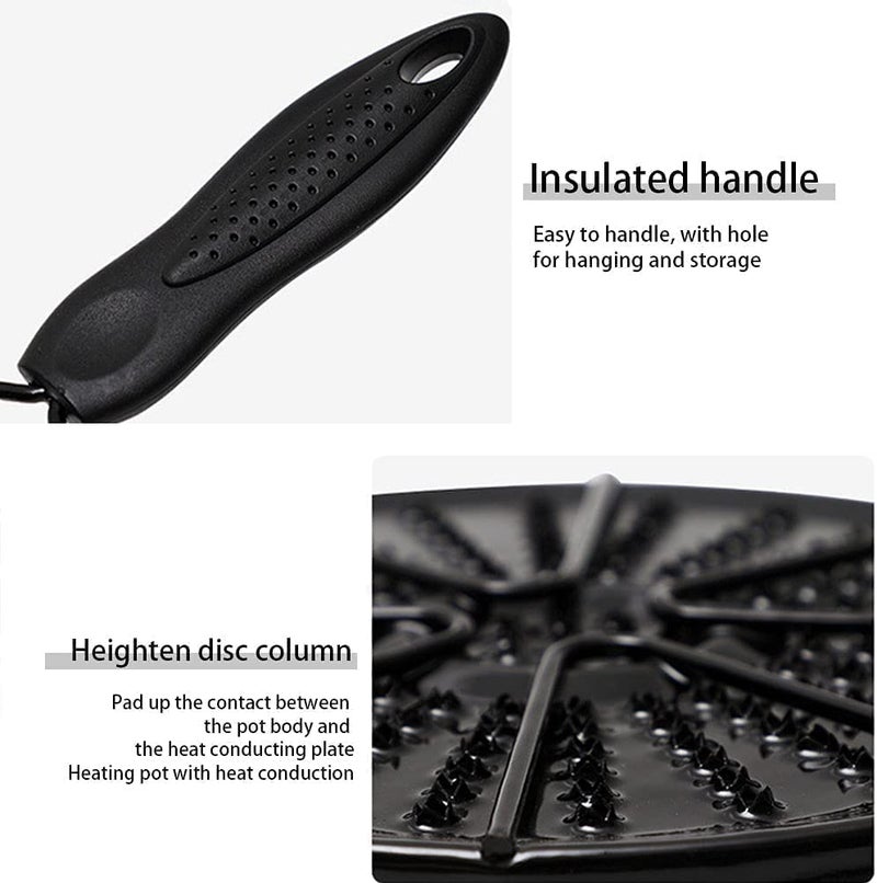 Gyanadh Gyanadh BBQ Round Plate Cooker Stovetop Simmer Ring Disc Electric Gas Stove Glass Cooktop Converter Flame Guard Induction Pans Nonstick Oil Heating Black - Image 5