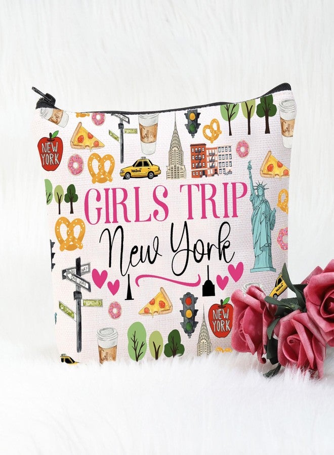 POFULL New York Vacation Gift Trip New York Zipper pouch Travel Cosmetic Bag (Girls Trip New York Cosmetic Bag) - Image 5