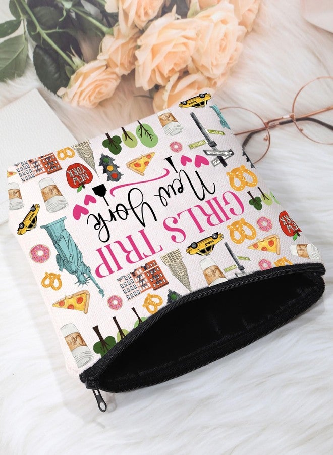 POFULL New York Vacation Gift Trip New York Zipper pouch Travel Cosmetic Bag (Girls Trip New York Cosmetic Bag) - Image 3
