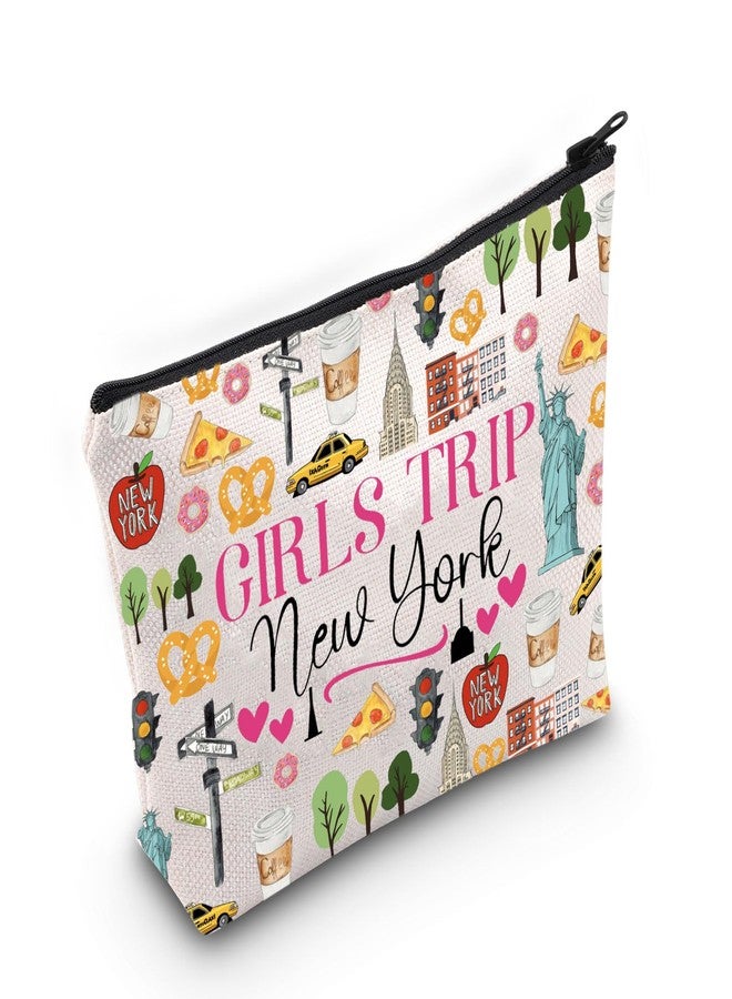 POFULL New York Vacation Gift Trip New York Zipper pouch Travel Cosmetic Bag (Girls Trip New York Cosmetic Bag) - Image 1