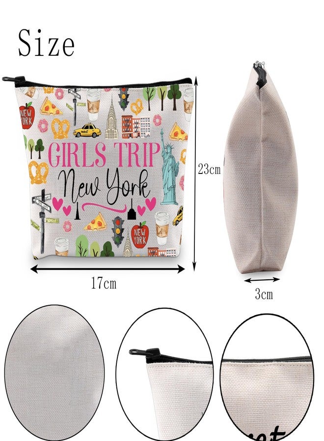 POFULL New York Vacation Gift Trip New York Zipper pouch Travel Cosmetic Bag (Girls Trip New York Cosmetic Bag) - Image 2